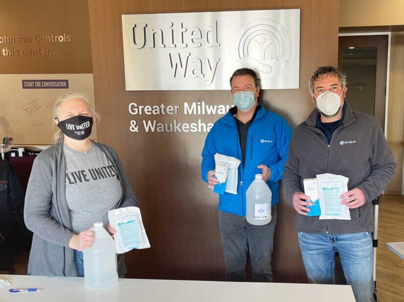 RSP team inside the Greater Milwaukee United Way with PPE Donation