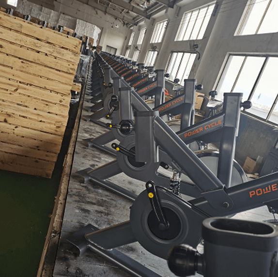 Power Cycle bikes lined up in our manufacturing facility.