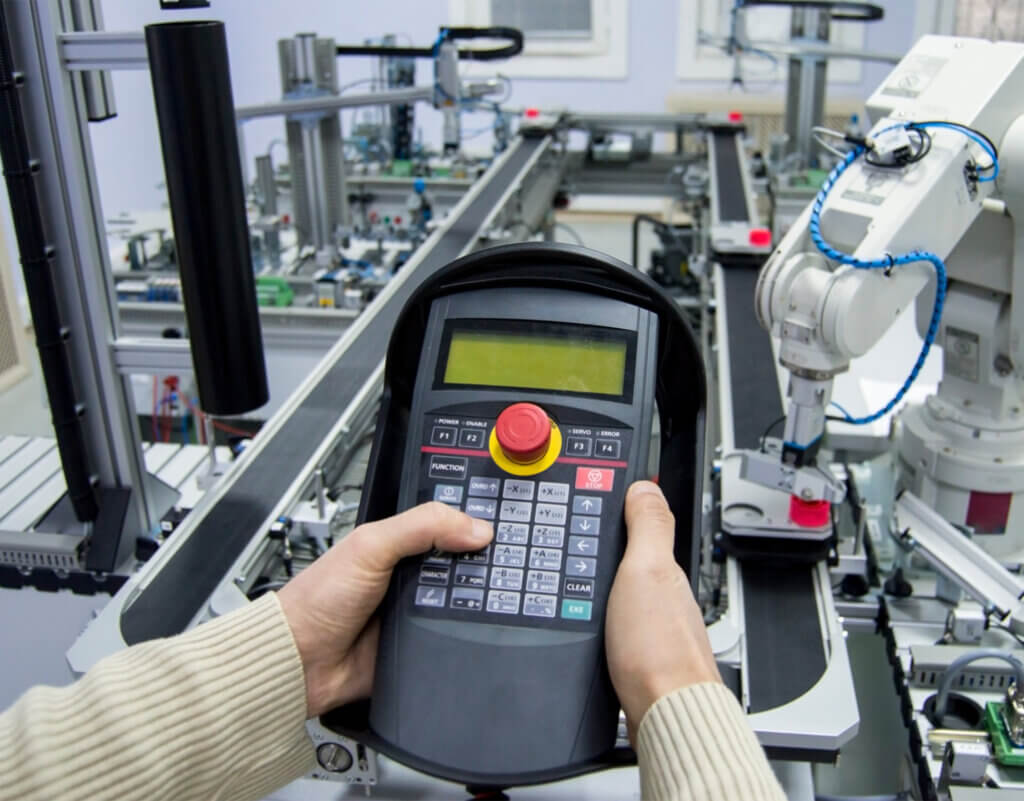 We even need membrane switches when operating robots in an industrial environment.